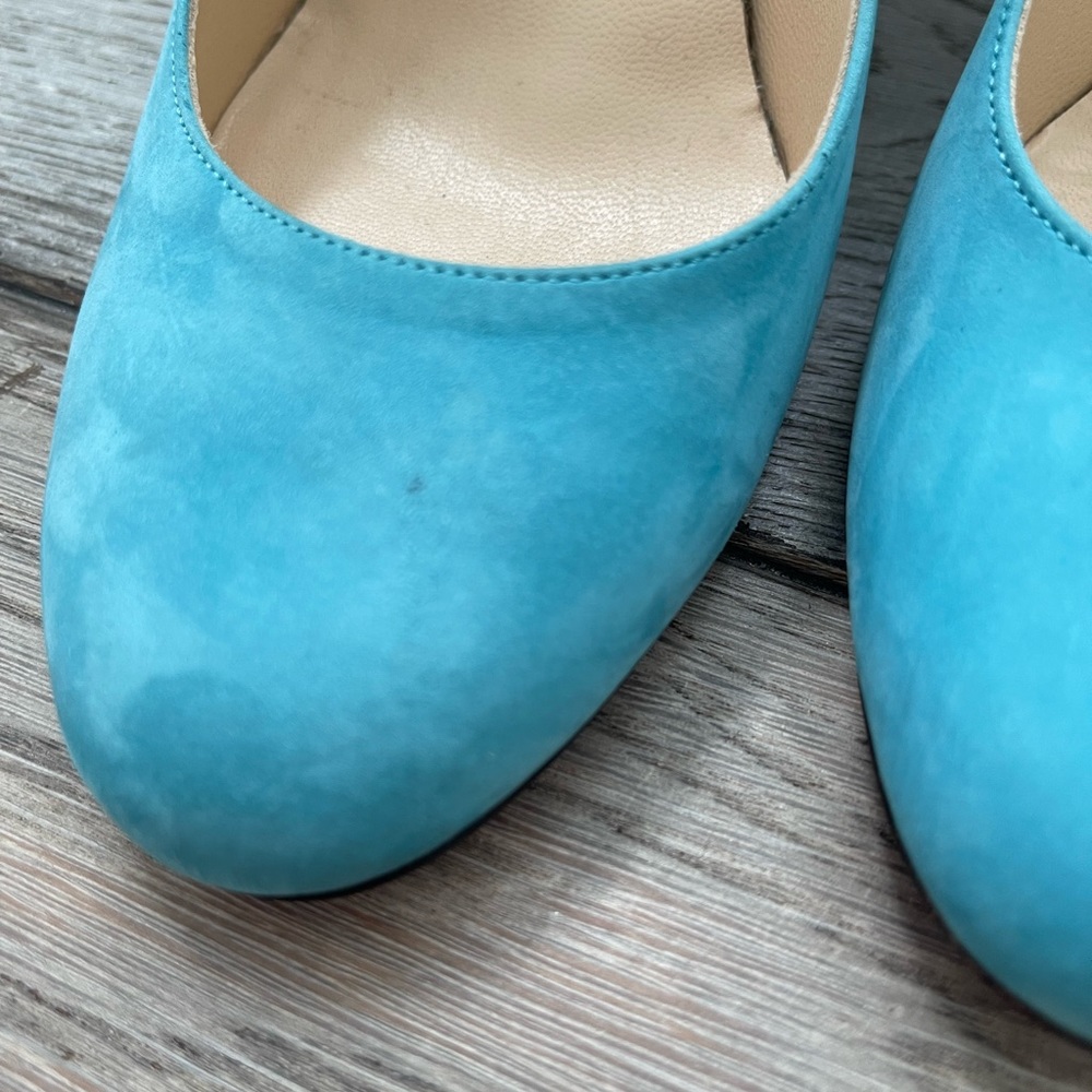 Christian Louboutin Baby Blue Suede round Toe High Heels Shoes 37 7 - Picture 3 of 14